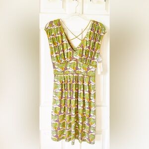 Hype Green and Purple Patterned Midi Dress